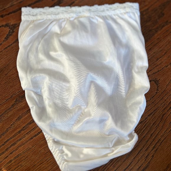 Vintage Dior White Satin & Lace Panties with Dior Lace Monogram on Top - Picture 7 of 8